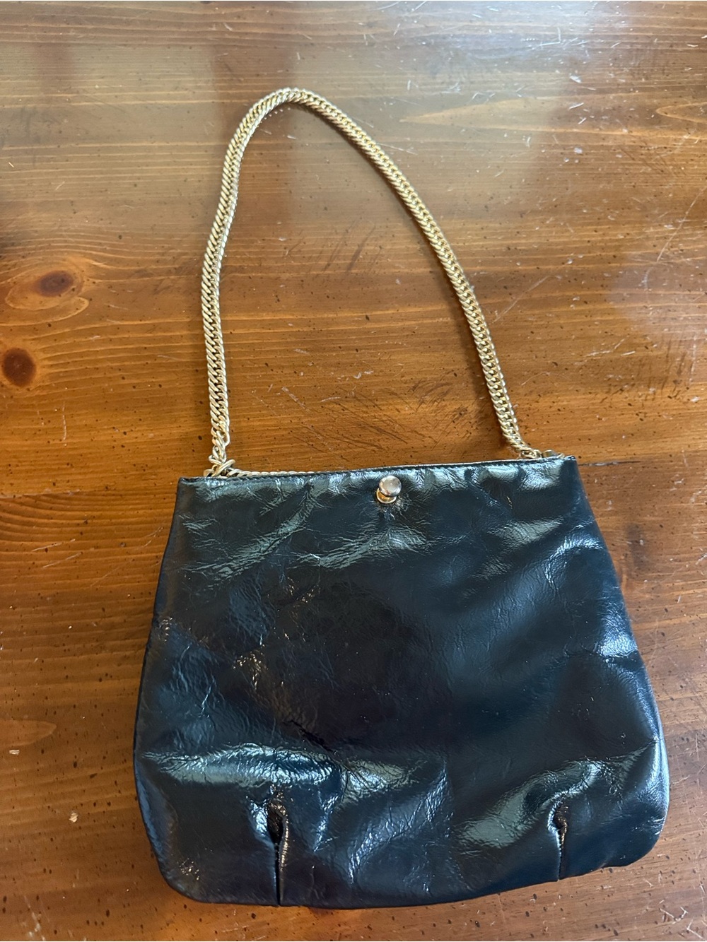 Ruth Saltz Leather Shoulder Bag with Gold Chain - Picture 2 of 5